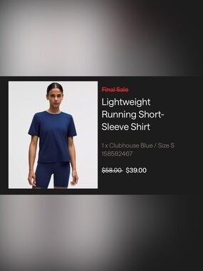 NWOT Lululemon Lightweight Running Short Sleeve Shirt Sz S